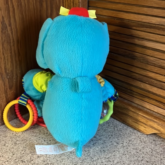 Bright Starts Plush Blue Elephant with Attached Toys Crinkles Rattles - Picture 3 of 9